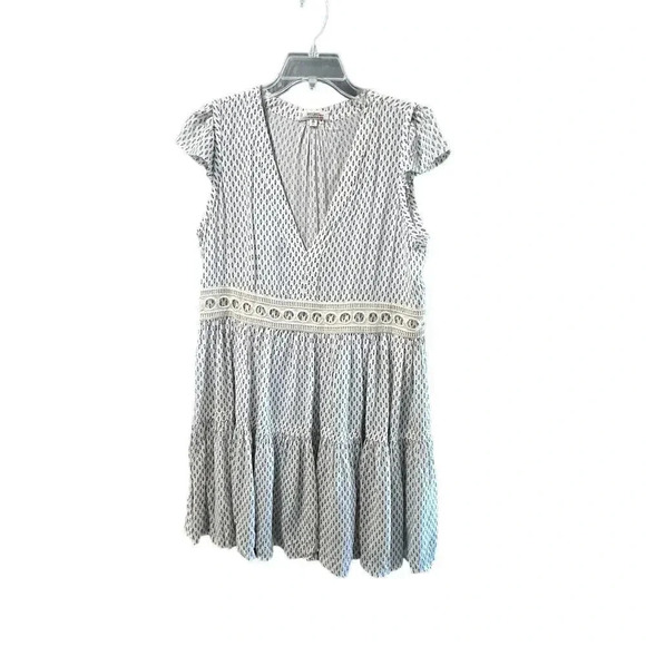 lemlem Women's Wibi V-Neck Lace Trim blue white Short Mini Dress Size Large - Picture 3 of 9